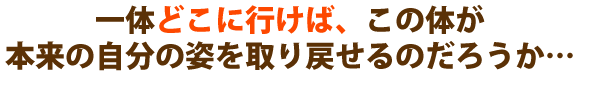 一体どこに行けば、この体が本来の自分の姿を取り戻せるのだろうか…