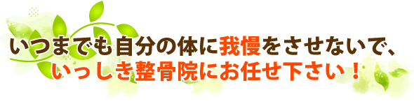 いつまでも自分の身体に我慢をさせないで、葛飾区の整体・いっしき整骨院にお任せください